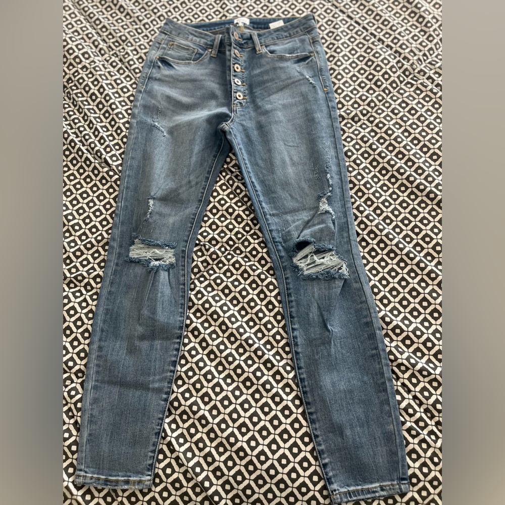 Stylish Blue Distressed Women Jeans